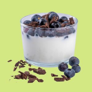 Yogur con arándanos + topping